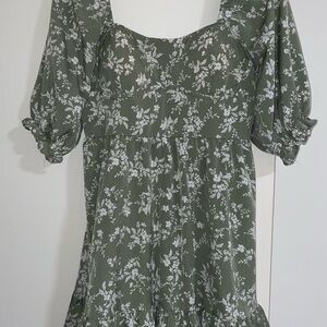 Inspired Hearts Olive Floral Midi Dress